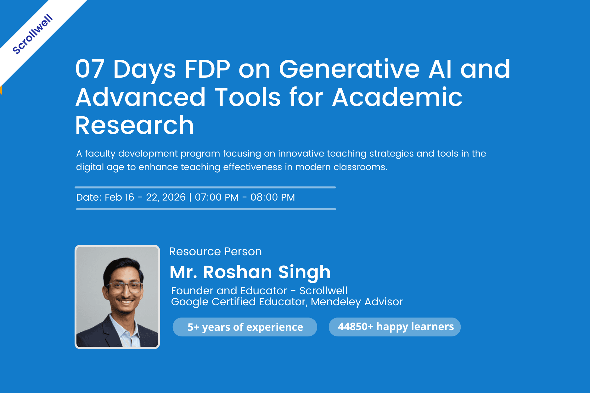FDP on Generative AI and Advanced Tools for Academic Research - Scrollwell